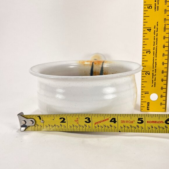 Brenner Tolliver Pottery Handcrafted White Stoneware Soup Bowl Hollow Handle - Picture 15 of 15